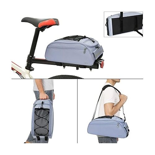  MOSISO Bike Rack Bag, Waterproof Bicycle Trunk Pannier Rear Seat Bag Cycling Bike Carrier Backseat Storage Luggage Saddle Shoulder Bag