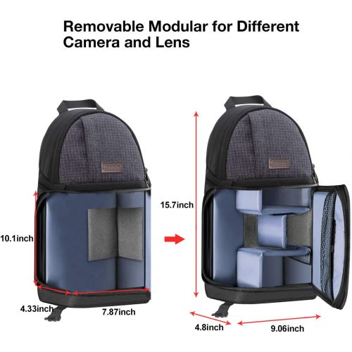  [아마존베스트]MOSISO Camera Sling Bag, DSLR/SLR/Mirrorless Case Water Repellent Shockproof Backpack with Adjustable Crossbody Strap and Removable Modular Inserts Compatible with Canon, Nikon, So