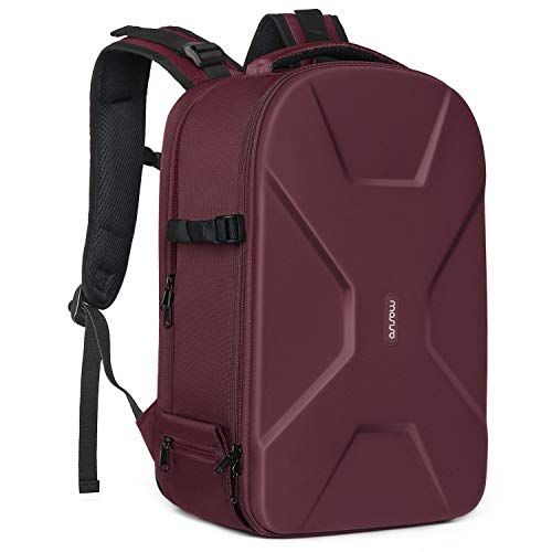  MOSISO Camera Backpack, DSLR/SLR/Mirrorless Photography Camera Bag 15-16 inch Waterproof Hardshell Case with Tripod Holder&Laptop Compartment Compatible with Canon/Nikon/Sony, Wine