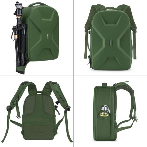  MOSISO Camera Backpack, DSLR/SLR/Mirrorless Photography Camera Bag 15-16 inch Waterproof Hardshell Case with Tripod Holder&Laptop Compartment Compatible with Canon/Nikon/Sony, Army