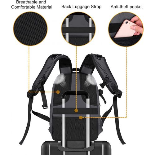  MOSISO Camera Backpack, DSLR/SLR/Mirrorless Photography Camera Bag 15-16 inch Waterproof Hardshell Case with Tripod Holder&Laptop Compartment Compatible with Canon/Nikon/Sony, Gray