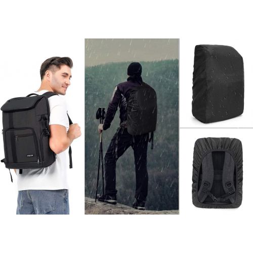  MOSISO Camera Backpack 17.3 inch, DSLR/SLR/Mirrorless Case Large Men/Women Photography Camera Bag with Laptop Compartment&Tripod Holder&Rain Cover Compatible with Canon/Nikon/Fuji/