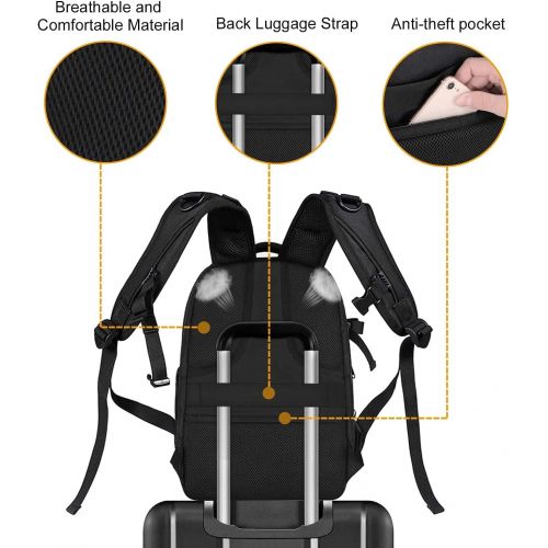  MOSISO Camera Backpack, DSLR/SLR/Mirrorless Photography Camera Bag 15-16 inch Waterproof Hardshell Case with Tripod Holder&Laptop Compartment Compatible with Canon/Nikon/Sony, Blac