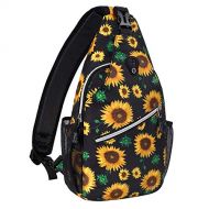 MOSISO Sling Backpack,Travel Hiking Daypack Sunflower Rope Crossbody Shoulder Bag