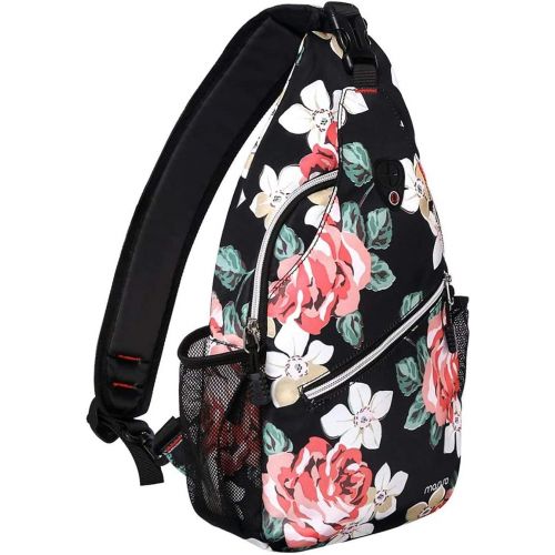  MOSISO Sling Backpack,Travel Hiking Daypack Rose Rope Crossbody Shoulder Bag