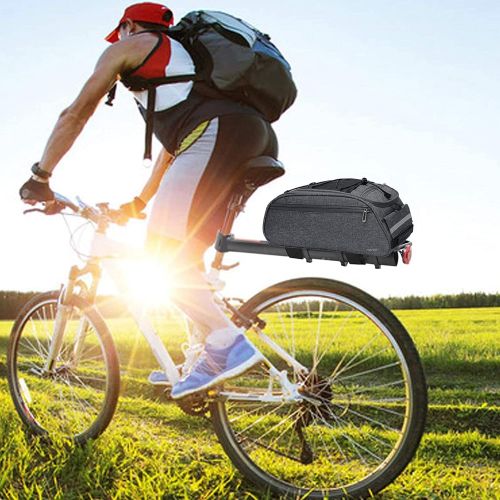  MOSISO Bike Rack Bag, Waterproof Bicycle Trunk Pannier Rear Seat Bag Cycling Bike Carrier Backseat Storage Luggage Saddle Shoulder Bag