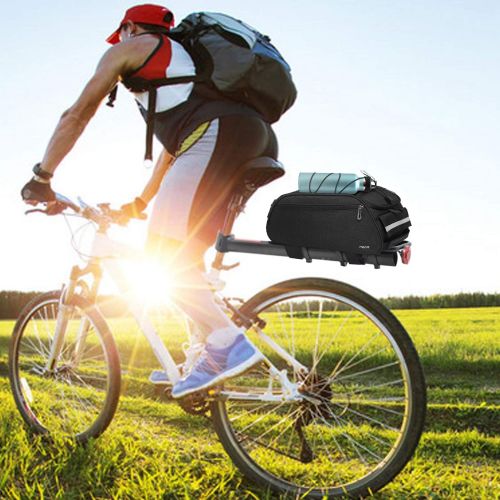  MOSISO Bike Rack Bag, Waterproof Bicycle Trunk Pannier Rear Seat Bag Cycling Bike Carrier Backseat Storage Luggage Saddle Shoulder Bag