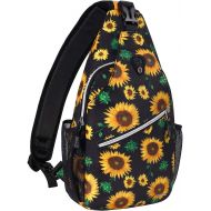 MOSISO Sling Backpack,Travel Hiking Daypack Sunflower Rope Crossbody Shoulder Bag