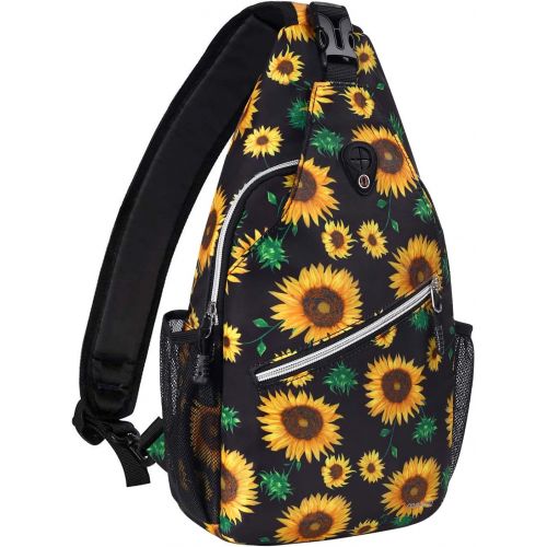  MOSISO Sling Backpack,Travel Hiking Daypack Sunflower Rope Crossbody Shoulder Bag