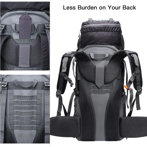  MOSISO Internal Frame Backpack, Hiking Daypack 75L Large Capacity Waterproof Backpacking Rucksack with Rain Cover for Outdoor / Biking / Hiking / Mountaineering / Climbing / Cyclin