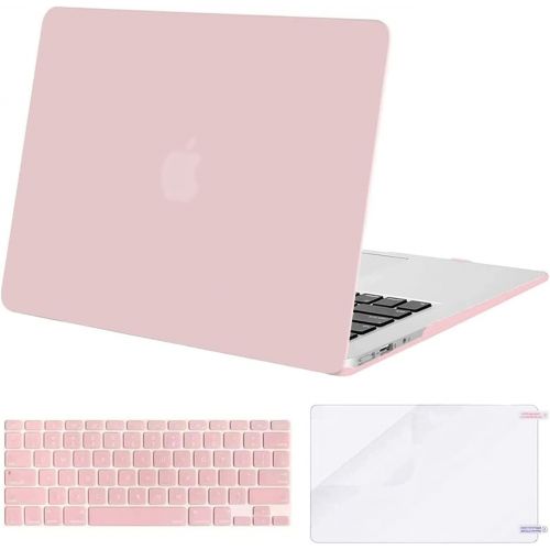  [아마존베스트]MOSISO Plastic Hard Shell Case & Keyboard Cover & Screen Protector Only Compatible with MacBook Air 13 inch (Models: A1369 & A1466, Older Version 2010-2017 Release), Rose Quartz