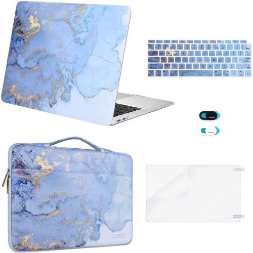  [아마존베스트]MOSISO Compatible with MacBook Air 13 inch Case 2020 2019 2018 Release A2337 M1 A2179 A1932 Retina,Plastic Watercolor Marble Hard Shell&Sleeve Bag&Keyboard Skin&Webcam Cover&Screen