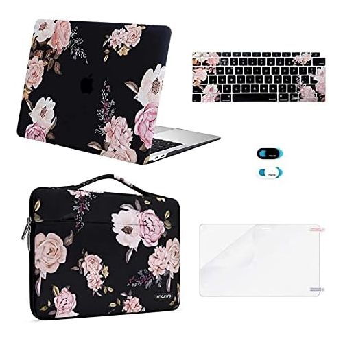  [아마존베스트]MOSISO MacBook Air 13 inch Case 2020 2019 2018 Release A2337 M1 A2179 A1932, Plastic Peony Hard Shell&Bag&Keyboard Cover&Webcam Cover&Screen Protector Compatible with MacBook Air 1