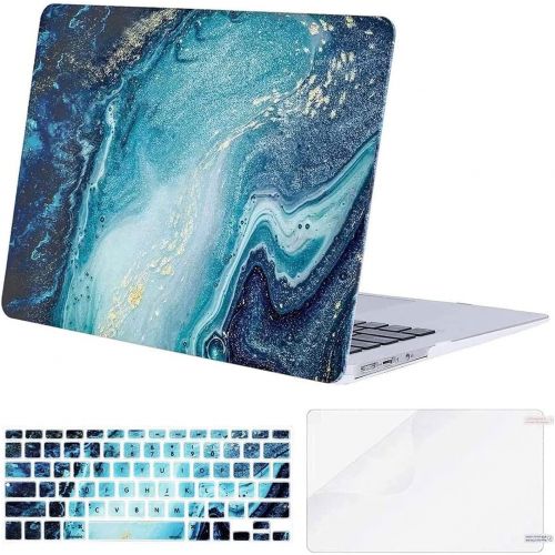  [아마존베스트]MOSISO MacBook Air 13 inch Case (A1369 & A1466, Older Version 2010-2017 Release), Plastic Creative Wave Marble Hard Shell Case&Keyboard Cover&Screen Protector Only Compatible with