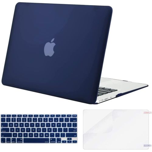  [아마존베스트]MOSISO Plastic Hard Shell Case & Keyboard Cover & Screen Protector Only Compatible with MacBook Air 13 inch (Models: A1369 & A1466, Older Version 2010-2017 Release), Navy Blue