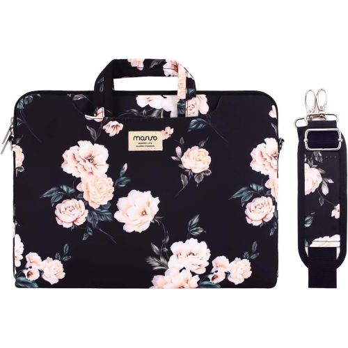  [아마존베스트]MOSISO Laptop Shoulder Bag Compatible with 13-13.3 inch MacBook Pro, MacBook Air, Notebook Computer, Camellia Carrying Briefcase Sleeve with Trolley Belt