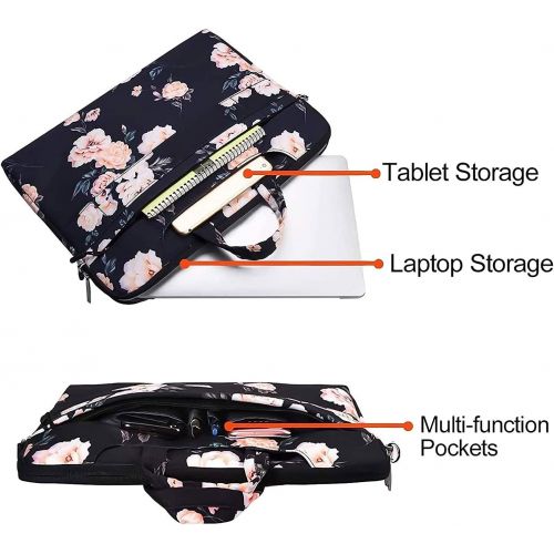  [아마존베스트]MOSISO Laptop Shoulder Bag Compatible with 13-13.3 inch MacBook Pro, MacBook Air, Notebook Computer, Camellia Carrying Briefcase Sleeve with Trolley Belt