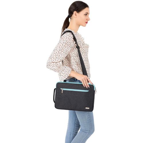  [아마존베스트]MOSISO Laptop Shoulder Bag Compatible with 13-13.3 inch MacBook Pro, MacBook Air, Notebook Computer, Polyester Briefcase Sleeve with Front Arc Pocket, Blue