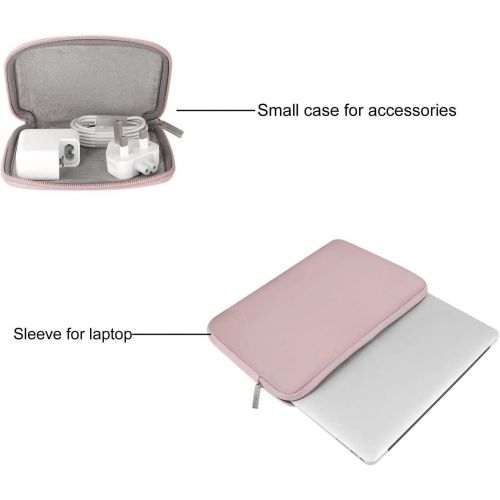  [아마존베스트]MOSISO Laptop Sleeve Compatible with 13-13.3 inch MacBook Pro, MacBook Air, Notebook Computer, Water Repellent Neoprene Bag with Small Case, Baby Pink