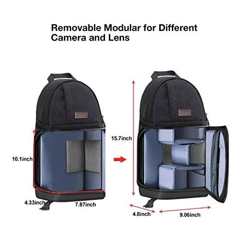  [아마존베스트]MOSISO Camera Sling Bag, DSLR/SLR/Mirrorless Case Water Repellent Shockproof Photography Camera Backpack with Tripod Holder & Removable Modular Inserts Compatible with Canon/Nikon/