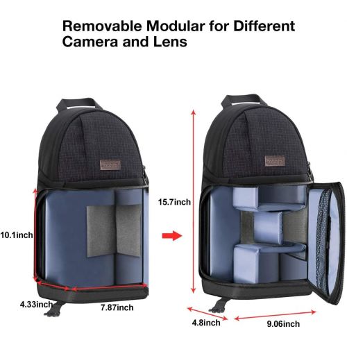 [아마존베스트]MOSISO Camera Sling Bag, DSLR/SLR/Mirrorless Case Water Repellent Shockproof Photography Camera Backpack with Tripod Holder & Removable Modular Inserts Compatible with Canon/Nikon/