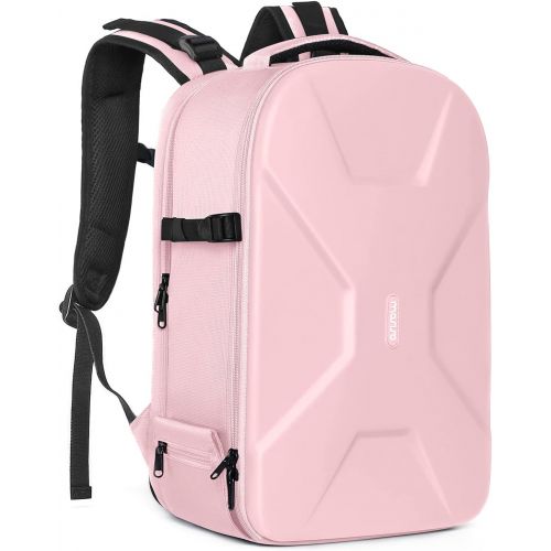  MOSISO Camera Backpack, DSLR/SLR/Mirrorless Photography Camera Bag 15-16 inch Waterproof Hardshell Case with Tripod Holder&Laptop Compartment Compatible with Canon/Nikon/Sony, Pink