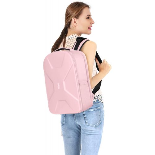  MOSISO Camera Backpack, DSLR/SLR/Mirrorless Photography Camera Bag 15-16 inch Waterproof Hardshell Case with Tripod Holder&Laptop Compartment Compatible with Canon/Nikon/Sony, Pink