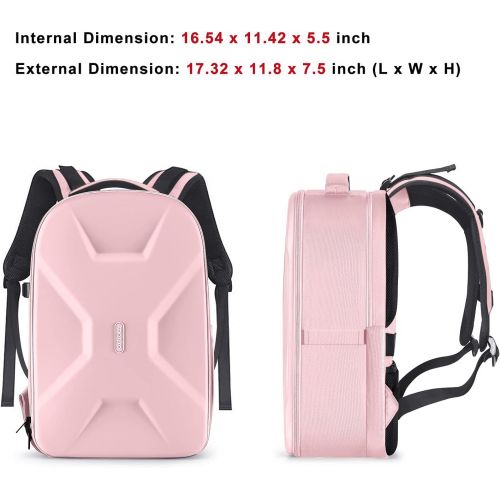  MOSISO Camera Backpack, DSLR/SLR/Mirrorless Photography Camera Bag 15-16 inch Waterproof Hardshell Case with Tripod Holder&Laptop Compartment Compatible with Canon/Nikon/Sony, Pink