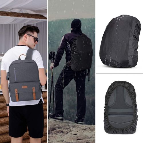  MOSISO Camera Backpack 17.3 inch, DSLR/SLR/Mirrorless Case with Laptop Compartment&Built-in Photography Insert Bag&USB-Charging Port&Rain Cover Compatible with Canon/Nikon/Sony/Lap