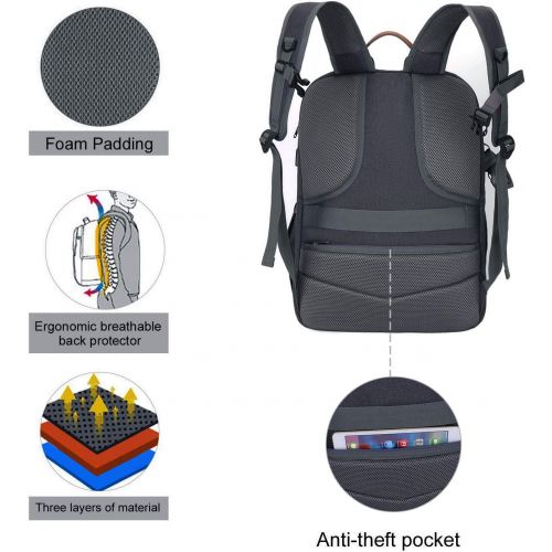  MOSISO Camera Backpack 17.3 inch, DSLR/SLR/Mirrorless Case with Laptop Compartment&Built-in Photography Insert Bag&USB-Charging Port&Rain Cover Compatible with Canon/Nikon/Sony/Lap