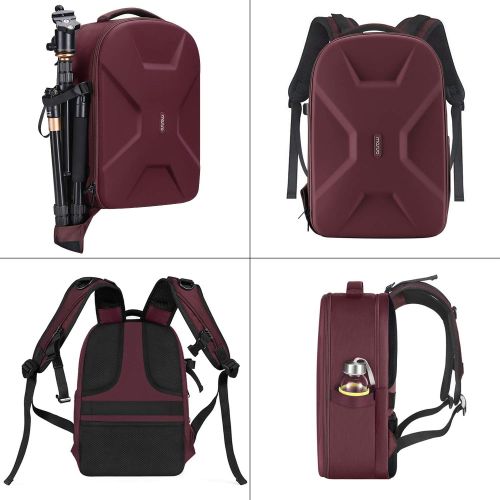  MOSISO Camera Backpack, DSLR/SLR/Mirrorless Photography Camera Bag 15-16 inch Waterproof Hardshell Case with Tripod Holder&Laptop Compartment Compatible with Canon/Nikon/Sony, Wine