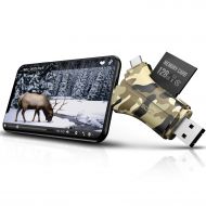 MOSPRO Trail Camera Viewer SD Card Reader - 4 in 1 SD and Micro SD Memory Card Reader to View Hunting Game Camera Photos or Videos on Smartphone, Camouflage