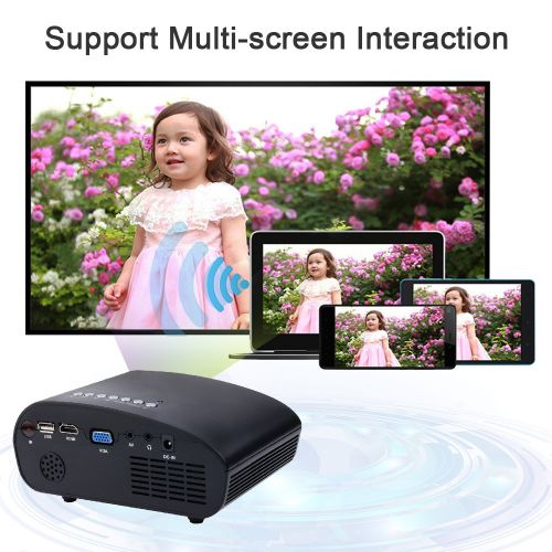  MOSTOP Mini LED Projector, Portable Multimedia LED Projector For Home TheateriPhoneAndriodiPadLaptop And Computer (Black)