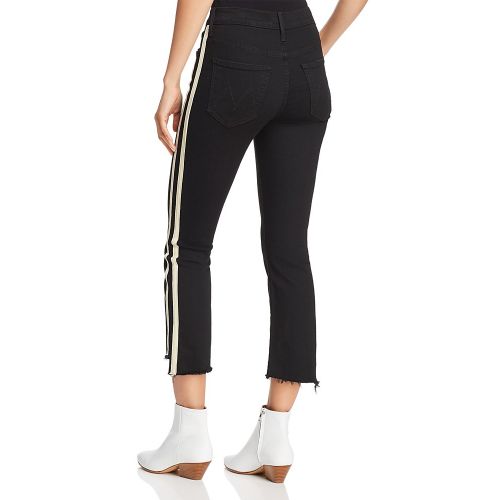  MOTHER Insider Striped Crop Step-Hem Fray Jeans in Guilty Racer