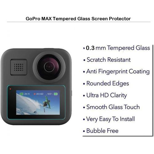  MOTONG For GoPro Max Screen Protector - Tempered Glass Screen Lens Protector For GoPro Max,9 H Hardness, 0.3mm Thickness,Made From Real Glass