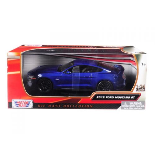  2018 Ford Mustang GT 5.0 Blue with Black Wheels 124 Diecast Model Car by Motormax