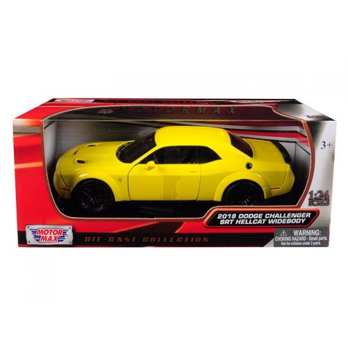  2018 Dodge Challenger SRT Hellcat Widebody Yellow 124 Diecast Model Car by Motormax