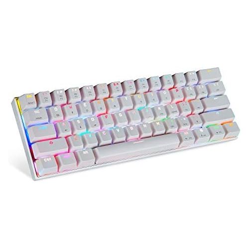  Motospeed Wired/Wireless 3.0 Mechanical Keyboard 60% Compact 61 Keys RGB Backlit Type-C Gaming/Office Keyboard for PC/Mac/Linux/iPad/iPhone/Smartphone/Laptop Blue Switch