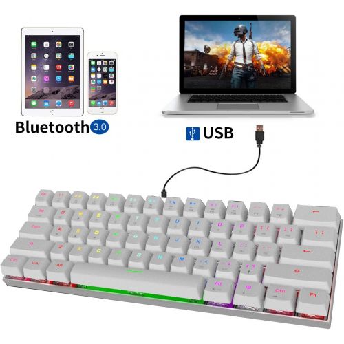  Motospeed Wired/Wireless 3.0 Mechanical Keyboard 60% Compact 61 Keys RGB Backlit Type-C Gaming/Office Keyboard for PC/Mac/Linux/iPad/iPhone/Smartphone/Laptop Blue Switch