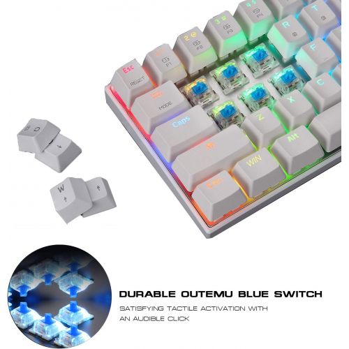  Motospeed Wired/Wireless 3.0 Mechanical Keyboard 60% Compact 61 Keys RGB Backlit Type-C Gaming/Office Keyboard for PC/Mac/Linux/iPad/iPhone/Smartphone/Laptop Blue Switch