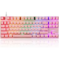 Motospeed Professional Gaming Mechanical Keyboard RGB Rainbow Backlit 87 Keys Illuminated Computer USB Gaming Keyboard for Mac & PC Pink