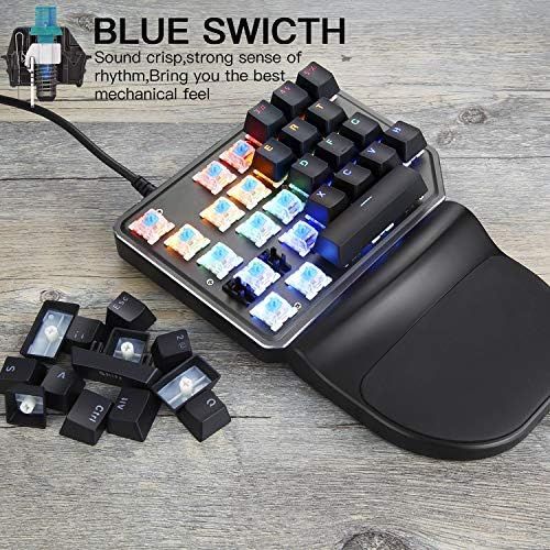  Motospeed One-Handed Mechanical Mini Gaming Keypad 27 Keys, 9 LED Backlit USB Wired Mechanical Gaming Keyboard for Pro Keyboard Computer/PC/Desktop/Laptop