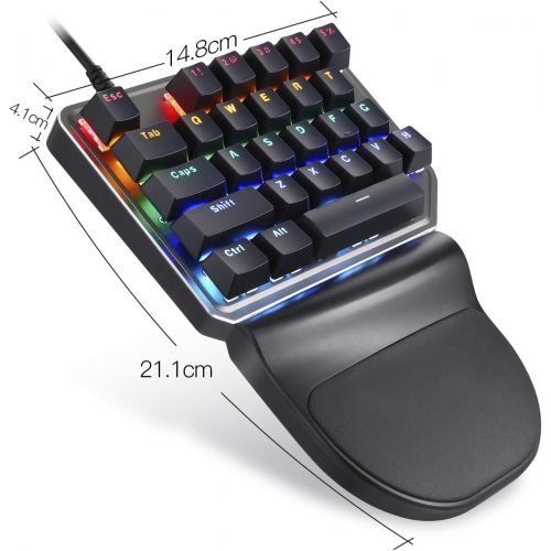  Motospeed One-Handed Mechanical Mini Gaming Keypad 27 Keys, 9 LED Backlit USB Wired Mechanical Gaming Keyboard for Pro Keyboard Computer/PC/Desktop/Laptop