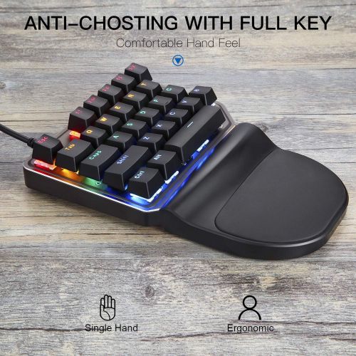  Motospeed One-Handed Mechanical Mini Gaming Keypad 27 Keys, 9 LED Backlit USB Wired Mechanical Gaming Keyboard for Pro Keyboard Computer/PC/Desktop/Laptop