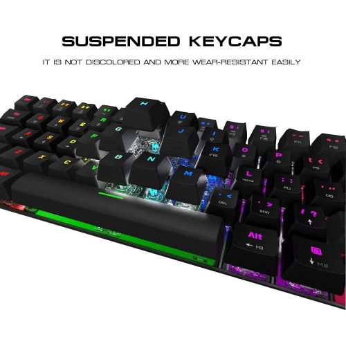  Motospeed Wired/Wireless 3.0 Mechanical Keyboard 60% Compact 61 Keys RGB Backlit Type-C Gaming/Office Keyboard for PC/Mac/Linux/iPad/iPhone/Smartphone/Laptop Red Switch