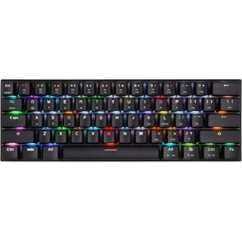  Motospeed Wired/Wireless 3.0 Mechanical Keyboard 60% Compact 61 Keys RGB Backlit Type-C Gaming/Office Keyboard for PC/Mac/Linux/iPad/iPhone/Smartphone/Laptop Red Switch