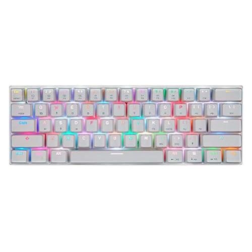  [아마존베스트]MOTOSPEED Wired/Wireless 3.0 Mechanical Keyboard 60% Compact 61 Keys RGB Backlit Type-C Gaming/Office Keyboard for PC/Mac/Linux/iPad/iPhone/Smartphone/Laptop Red Switch