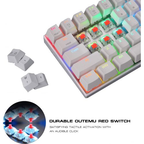  [아마존베스트]MOTOSPEED Wired/Wireless 3.0 Mechanical Keyboard 60% Compact 61 Keys RGB Backlit Type-C Gaming/Office Keyboard for PC/Mac/Linux/iPad/iPhone/Smartphone/Laptop Red Switch