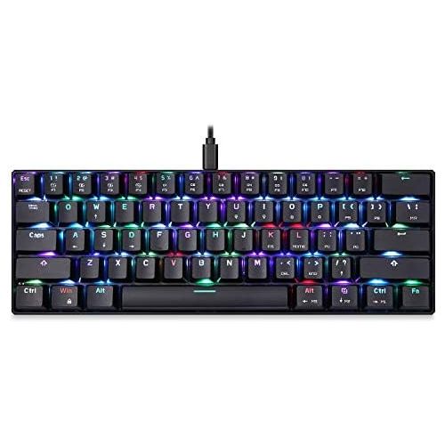  [아마존베스트]MOTOSPEED CK61 60% Mechanical Keyboard Portable 61 Keys RGB LED Backlit Type-C USB Wired Office/Gaming Keyboard for Mac, Android, Windows（Red Switch）