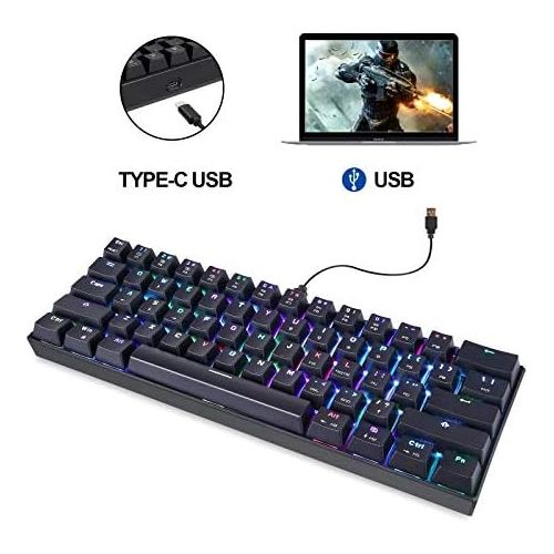  [아마존베스트]MOTOSPEED CK61 60% Mechanical Keyboard Portable 61 Keys RGB LED Backlit Type-C USB Wired Office/Gaming Keyboard for Mac, Android, Windows（Red Switch）